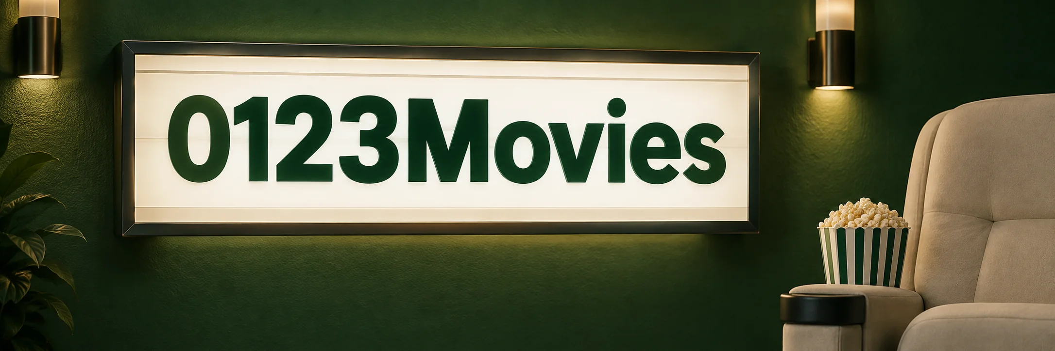 0123Movies green cinema lightbox beside a cream movie seat